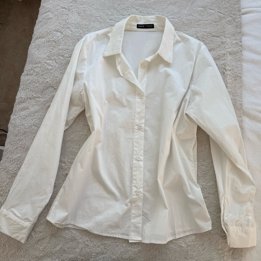 SHEIN White Button-Down Collared Shirt
